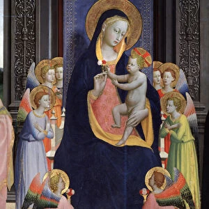 Madonna and child with angels. Detail of Saint Dominic altarpiece or Pala di Fiesole