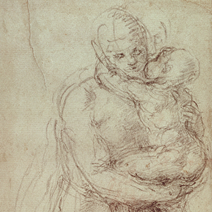 Madonna and Child (black chalk on paper)