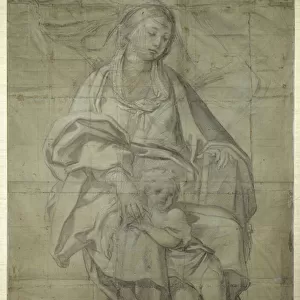 Madonna and Child (black chalk on paper)