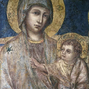 Maesta - detail of virgin and child fresco by Cimabue (Cenni di Pepo) (ca