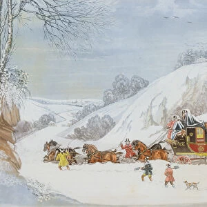 A Mail in Deep Snow, engraved by George Hunt (colour litho)