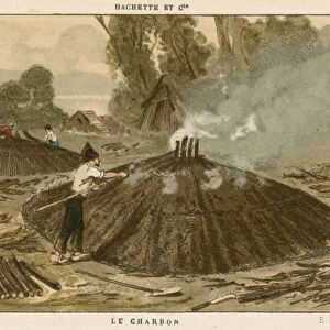 Making charcoal (colour litho)