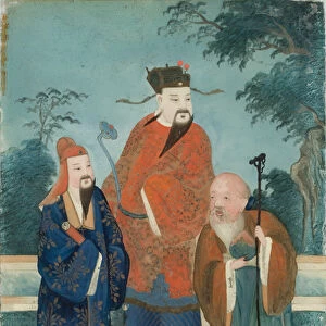 Three Male Figures (oil on glass)