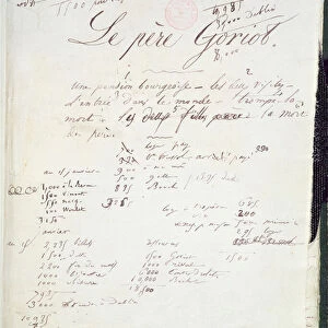 Manuscript page of Le Pere Goriot (pen & ink on paper) 88;