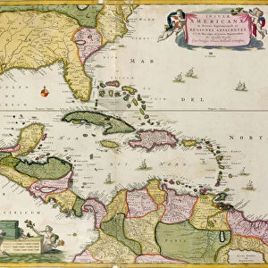 Map of Central America (coloured engraving)