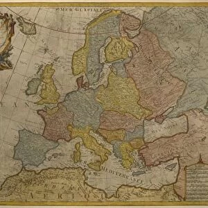 Map of Europe, published in 1700, Paris (colour engraving)