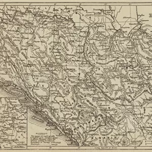 Map of the Herzegovina, Bosnia, Servia and Montenegro (engraving)