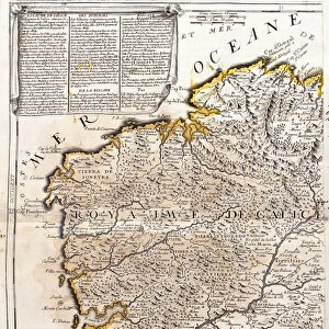 Map of the kingdom of Galicia (Spain) (Engraving, 1717)