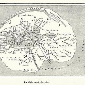 Map of the known world by Herodotus, c450 BC (engraving)
