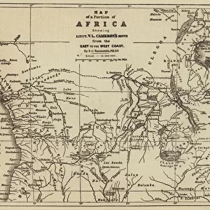 Map of a Portion of Africa showing Lieutenant Camerons Route from the East to the West Coast (engraving)