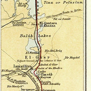 Map showing the Suez Canal, a man-made sea-level waterway in Egypt, which connects the Mediterranean Sea to the Red Sea through the Isthmus of Suez, from "The Business Encyclopaedia and Legal Adviser", published 1907 (litho)