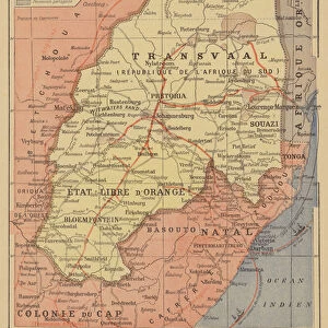 Map of the theatre of the Boer War (colour litho)