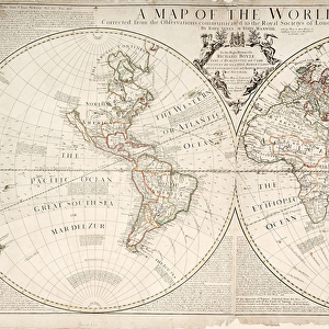 A Map of the World, Corrected from the Observations communicated to the Royal Societies of London