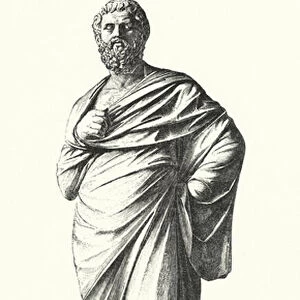 Marble statue of Sophocles, Ancient Greek playwright (litho)
