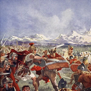 Marcellus duel with Virdumarus (colour litho)