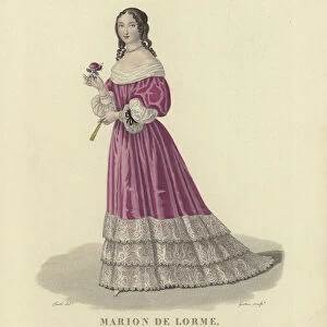 Marion de Lorme, French courtesan (coloured engraving)