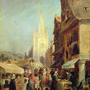 Market at Hennebont (oil on canvas)