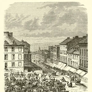Market of the Upper Town, Quebec City, Canada (engraving)