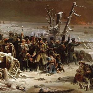 Marshal Ney Supporting the Rear Guard During the Retreat from Moscow, 1856 (oil on canvas)