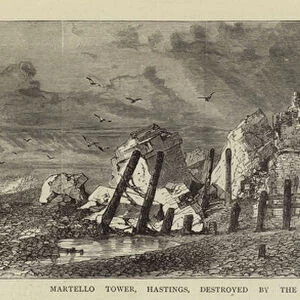 Martello Tower, Hastings, destroyed by the Recent Gales (engraving)