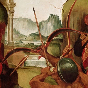 The Martyrdom of St. Sebastian, detail of an archer (oil on panel) (detail of 165896)
