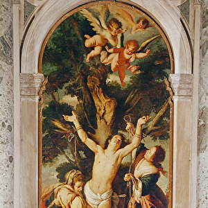 The Martyrdom of St. Sebastian in the Chapel of Benedict XIII (oil on canvas)