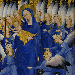Mary with Child and Angels, right panel of Wilton Diptych, c. 1395-9 (egg tempera on wood)