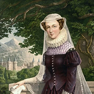 Mary Queen of Scots, after a 19th century print (colour litho)