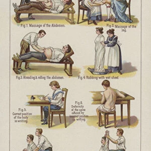 Massage and Gymnastics (colour litho)