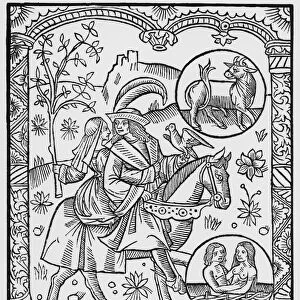 May, from the Almanach des Bergers, 1491 (xylograph) (b / w photo)