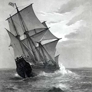 The Mayflower, engraved and pub. by John A. Lowell, Boston, 1905 (engraving) (b / w photo)