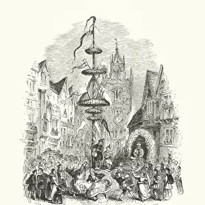 Maypole before St Andrew Undershaft (engraving)