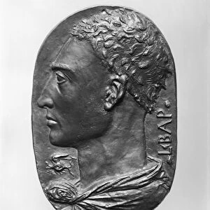 Medallion Self Portrait (bronze) (b / w photo)