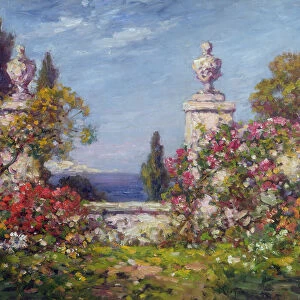 A Mediterranean Garden (oil on canvas)