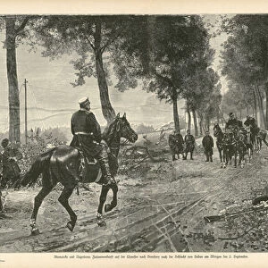Meeting of Bismarck and Napoleon III after the Battle of Sedan, Franco-Prussian War, 2 September 1870 (litho)