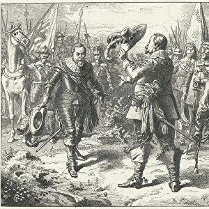 Meeting of Gustavus Adolphus of Sweden and John George I, Elector of Saxony at Duben, 1631 (engraving)