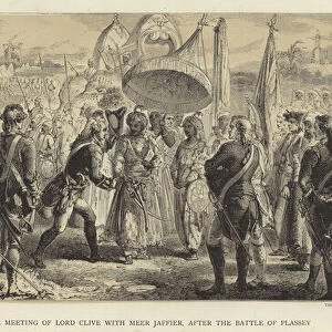 The meeting of Lord Clive with Meer Jaffier, after the Battle of Plassey (engraving)