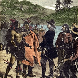 Meeting of Robert Cavelier de La Salle (1643-1687) with the Indians of America