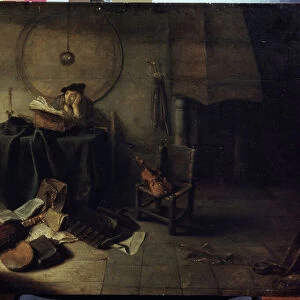 "Melancolie II"(Melancholy II (Scientist in his studio)) Un homme etudiant la musique, l expression songeuse. Peinture d Isaak de Jouderville (1613-1648) Serpoukhov, State Museum of History and Art