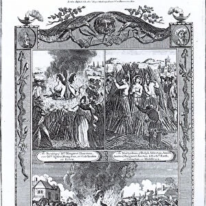 Men and women burned at the stake in 1557, from an edition of Acts and Monuments