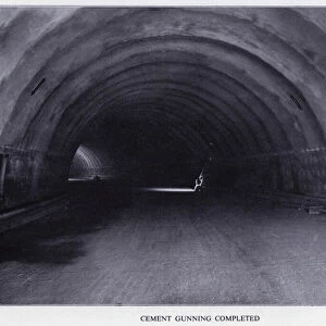 Mersey Tunnel: Cement Gunning completed (b / w photo)