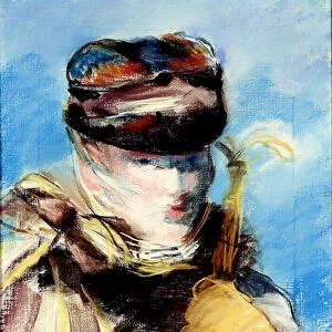 Mery Laurent in a Veil (pastel, gouache and oil)
