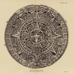 Mexico: The Aztec Calendar Stone (engraving)
