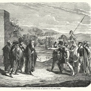 Micah imploring the Danites to restore to him the Levite (engraving)