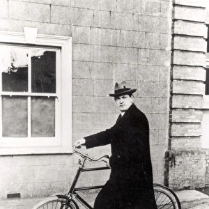 Michael Collins (1870-1922) with his famous bicycle (b / w photo)
