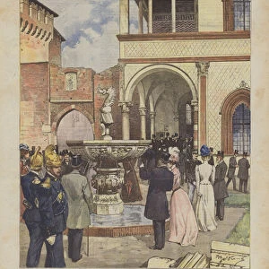 Milan, Inauguration Of The Artistic And Archaeological Museums, The Guests In The Ducal Court (colour litho)
