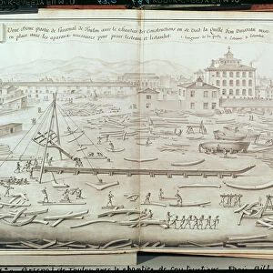 The Military Port of Toulon and the Construction Site (engraving)