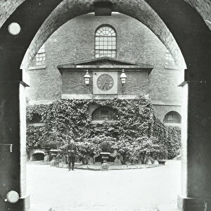 Millbank Prison: chapel through archway, 1885 (b / w photo)