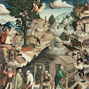 Mining landscape, 1521 (oil on panel) (detail of 308463)