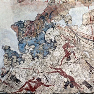 Minoan wall painting from ancient Thera (fresco)